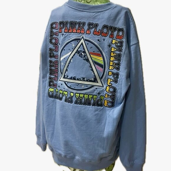 PINK FLOYD EMBROIDERED SWEATSHIRT ROCK PSYCHEDELIA 60’ PRISM RAINBOW BEAM Sz M - Picture 1 of 14